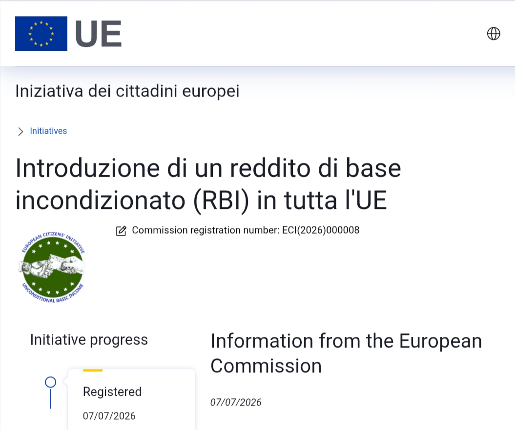 Nuova Iniziativa dei Cittadini Europei per il Reddito di base
